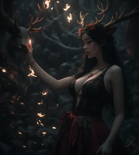 Stunning reflections, Better reflections. (очень Dетализированные обои CG unity 8k), (beste-Qualit), (best illustrations), (best shadows), (Gray gloomy background, Dark Forest. Gloomy and hopeless, Dark dramatic lighting, vignette), Realistic eyes, beatifu...