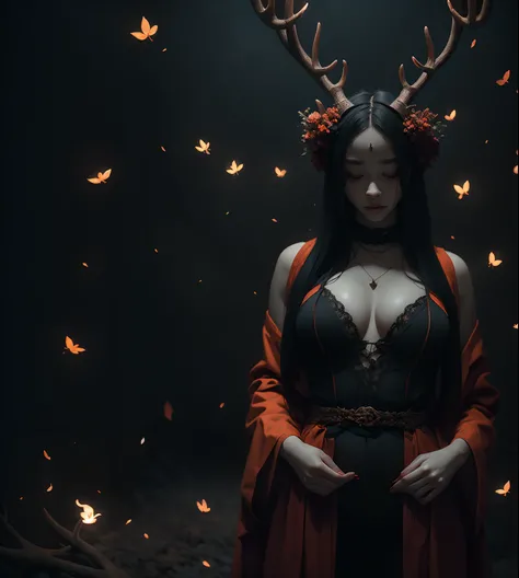 Stunning reflections, Better reflections. (очень Dетализированные обои CG unity 8k), (beste-Qualit), (best illustrations), (best shadows), (Gray gloomy background, Dark Forest. Gloomy and hopeless, Dark dramatic lighting, vignette), Realistic eyes, beatifu...