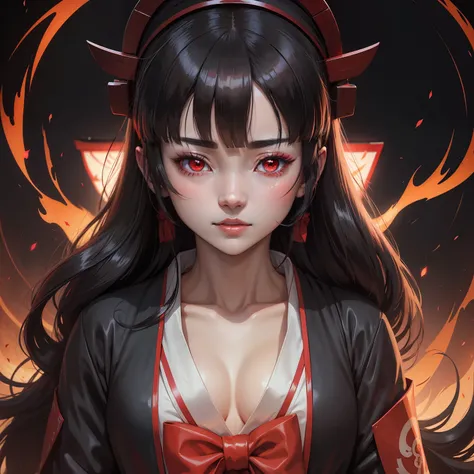 shrine maiden,shrine maiden clothe,A dark-haired,blindfolds,eye mask，an animated character, 2 d anime style, Tokyo Ghoul,, 2D Anime, anime cover, gapmoe yandere grimdark, trigger anime art style, epic anime style, Gapmoe Yandere, 2d art cover, portrait gap...