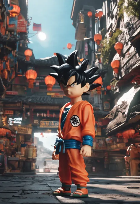 A photo of a toy of Son (goku), action figure, dragon ball, plastic, (toy) , Photo, mini