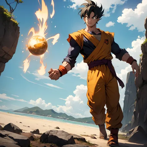 Make Goku capable of manipulating and shaping the earth in a powerful and precise way, todos os seus poderes e do elemento terra