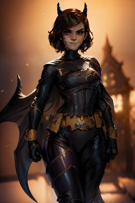 (emma watson as batgirl), dangerous smile, vindictive, seductive, action packed, hd, 8k, in the style of jim lee, trending on ar...