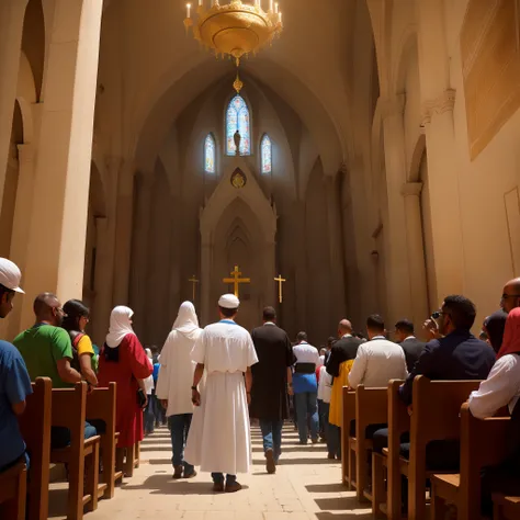 Pessoas adorando, de joelhos, igreja, brilho, culto, cidade, jerusalem, alta qualidade, crowd, muitas pessoas