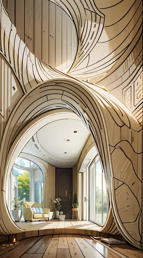 Step into an architectural wonder that challenges conventions with bold symbolism. The entrance to the house resembles the delicate form of a vagina, embracing the organic curves of femininity. The exterior walls undulate, mimicking the intimate contours w...