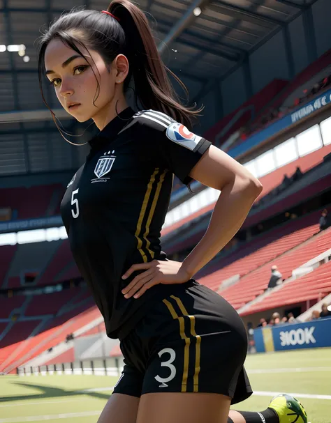 soccer player with black uniform