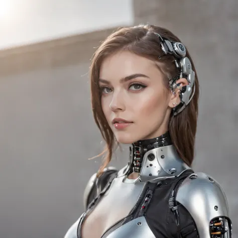 A beautiful woman in cybernetic suit