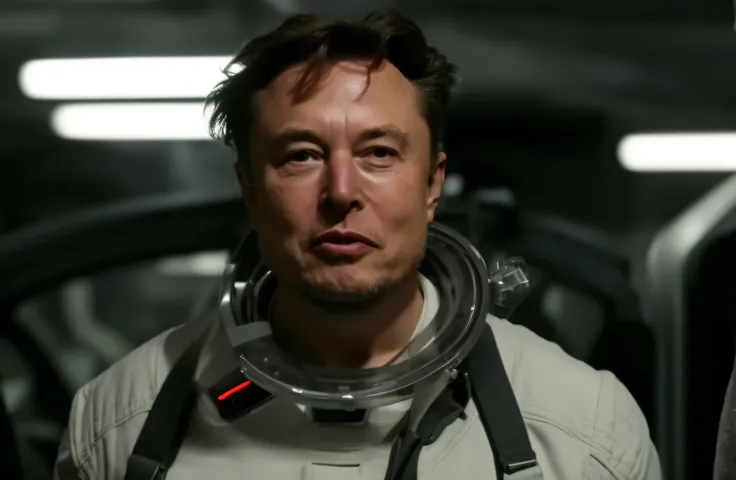 filmagem de pessoa de elonmusk tentando parar a ia porque tem medo de ser enganado. science fiction film directed by terry gilli...