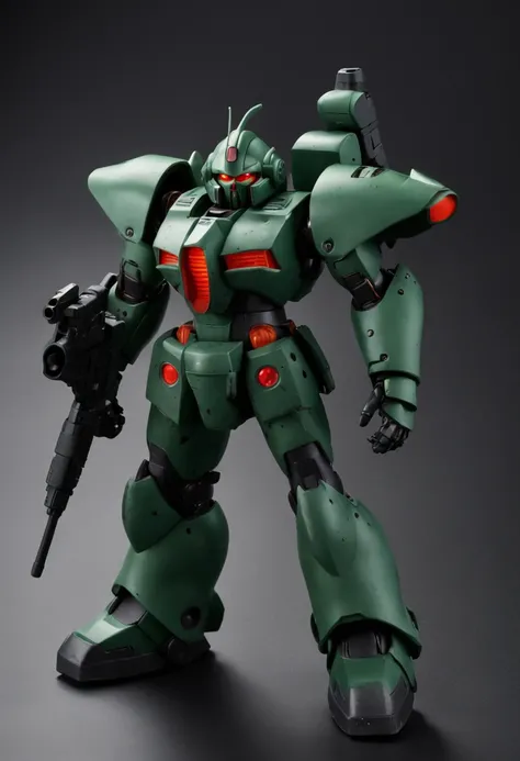 Coming out in the world of Mobile Suit Gundam with the image of a demon in green「Zaku」In a mobile suit called、One round red eye glows、Mono、Wears round armor with spines only on his left shoulder、The overall form has rounded corners、Plumbing cables all over...