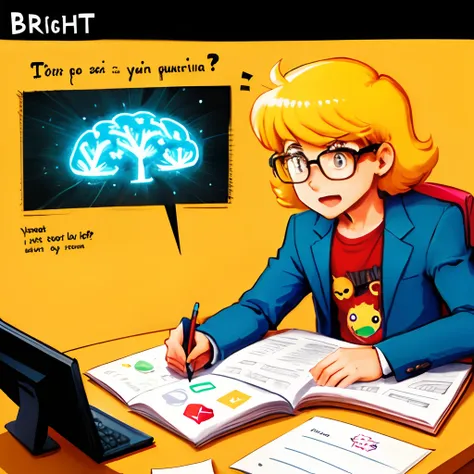 Bright brain cartoon