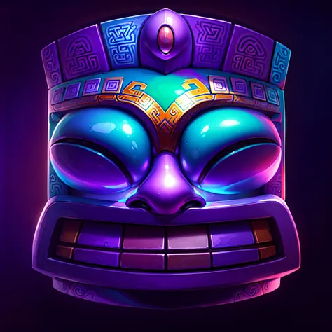 purpleish color，Mayan Totem，vibrant with colors，steins，gameicon，highest masterpiece，HighestQuali，lisses