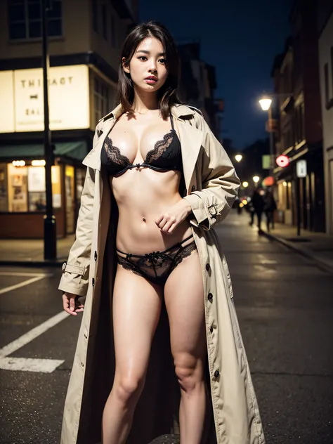 (8k、RAW Photos、top-quality、​masterpiece:1.2)、(realisitic、Photorealsitic:1.37)、1girl in、japanes、25-years old、femele、night cityscape、Street at night、blurry backround、(realperson、a picture)、High-key lighting、natural soft light、face lights、photon maping、Radio ...