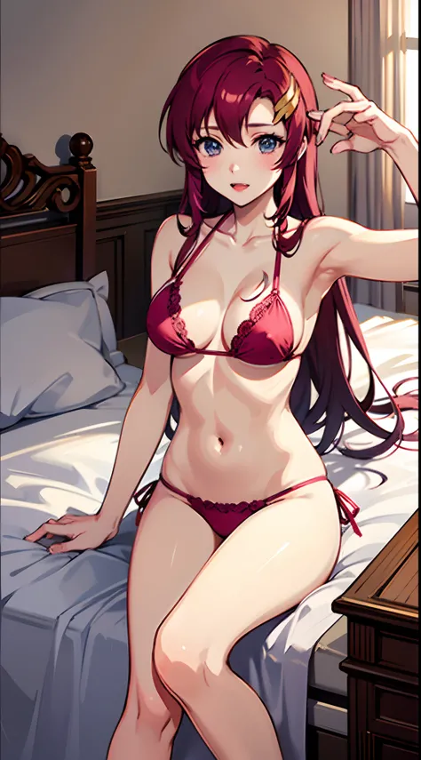 String bikini, Lacus, laying on bed in bedroom,