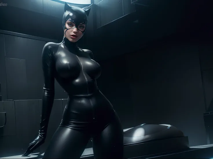 Catwoman (Tetona) cuerpo perfecto 8k caliente perfecta pose caliente,Michelle Pfeiffer((cuerpo completo))(((Amazing tits)))caliente, hermosa,Hornie, 8k, hiperrealista todo como un motor irreal trazado de rayos render estilo humano realista ,(((Dark backgro...