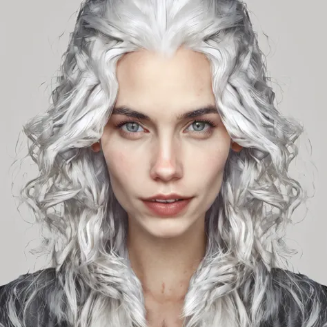 ::style 16 bit portrait of a beautiful girl with white hair