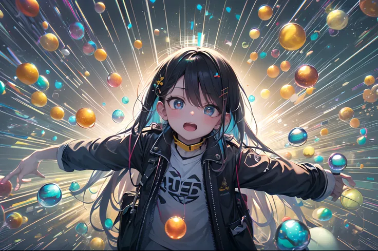 (a teenager is falling into the dark), ((lower is dark and upper is bright)),(under water), colorful small bubbles float up, gradient eyes, anime style, chiaroscuro, depth of field, cinematic lighting, god rays, ray tracing, reflection light, glowing light...