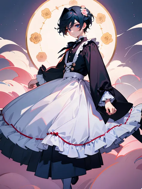 1boy，A boy who looks like a beautiful girl，Wearing a Lolita-style dress