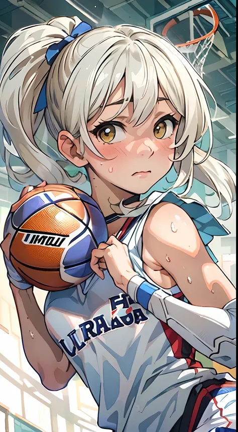 (((masterpiece))), (((best quality))), (((ultra detailed))), (((high-resolution))), ((super fine illustration)), ((Ultimate cutie)), detailed beautiful face,(white hair), shiny hair, ((((gyaru)))), (medium breasts), (((solo))), (((embarrassed expression)))...