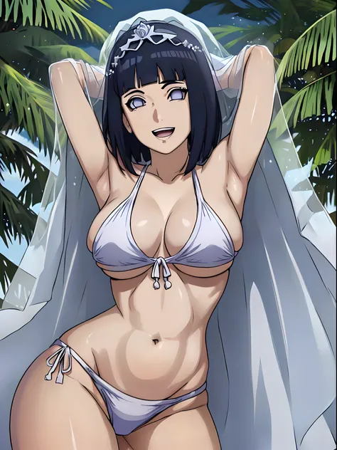 (WALLPAPER, masterpiece, 1k, anime style:1.9, lean forward, dirty armpits, pale skin, ( detailed beach background, (showing off boobs, lean forward), big breasts, big boobs, open mouth, high color saturation, bold lines, bold drawing lines, (strong arms, f...