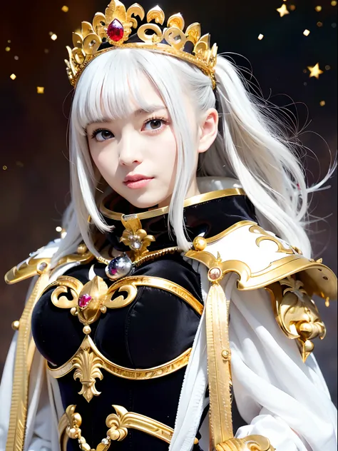 (masutepiece), Professional , ​masterpiece、top-quality、photos realistic , depth of fields （Gemstone Silver Metal Body:1.９),(Matte White、Jewel Gold Weapon（Jewel Metal Body:1.４),Gorgeous metal weapons , Detailed Sword of the Brave , Beautiful knife   ,warham...