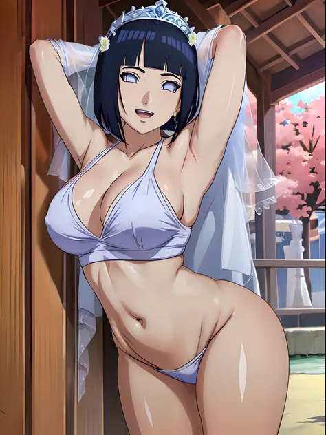 (WALLPAPER, masterpiece, 1k, anime style:1.9, lean forward, dirty armpits, pale skin, ( detailed beach background, (showing off boobs, lean forward), big breasts, big boobs, open mouth, high color saturation, bold lines, bold drawing lines, (strong arms, f...