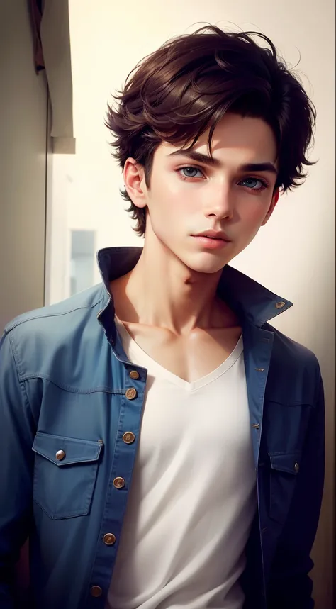 Change background and kile a fashion model 16 years old boy realistic face