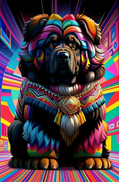 (tibetan mastiff Dog ),(melhor pose),(best angle), (better expression), Eduardo Kobra acolchoamento ,multidimensional geometric wall PORTRAIT, arte, Chibi,
Yang08k, lindo, Colouring,
Primary works, qualidade superior, melhor qualidade, Arte Oficial, Beauti...