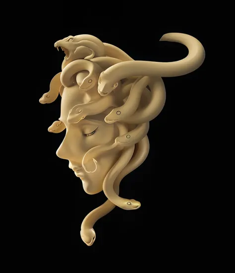 Greek goddess，Medusa，There are a lot of poisonous snakes on the head，Side face，eye closeds，High detail, Best quality, A high resolution, hyper HD, Masterpiece, ccurate, Anatomically correct, High quality, Award-Awarded, High details, 16k, A high resolution...