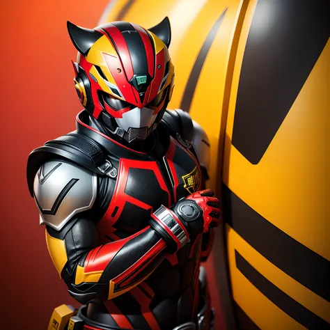 Kamen Rider Tiger red yellow, detail body and helmet, --auto