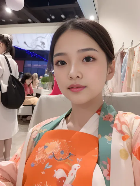 There was a woman in Hanfu sitting on a chair, 8K selfie photos, Young and cute asian face, Kim Do-young, Beautiful Chinese woman, appearing in a shopping mall, face with artgram, young adorable chinese face, wan adorable korean face, Choi Hyun-hwa, Beauti...