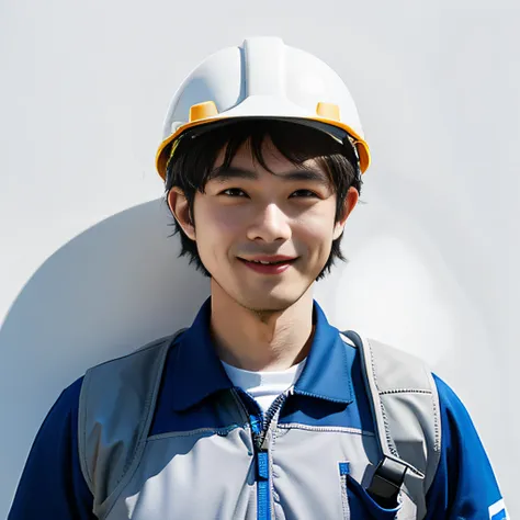 an alaf man wearing a hard hat stands in front of the wall, professional profile photo,  professional profile picture, zhang wei...