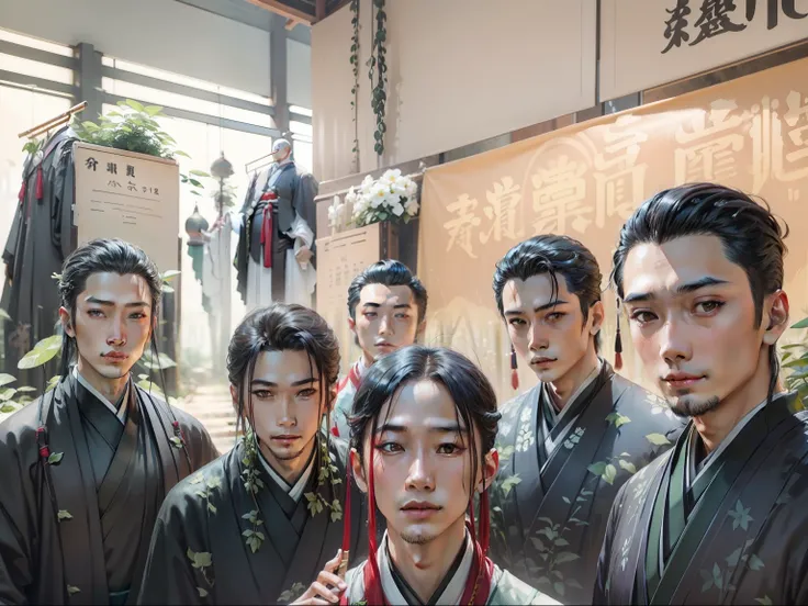 6 handsome men，bamboo forrest，Hanfu