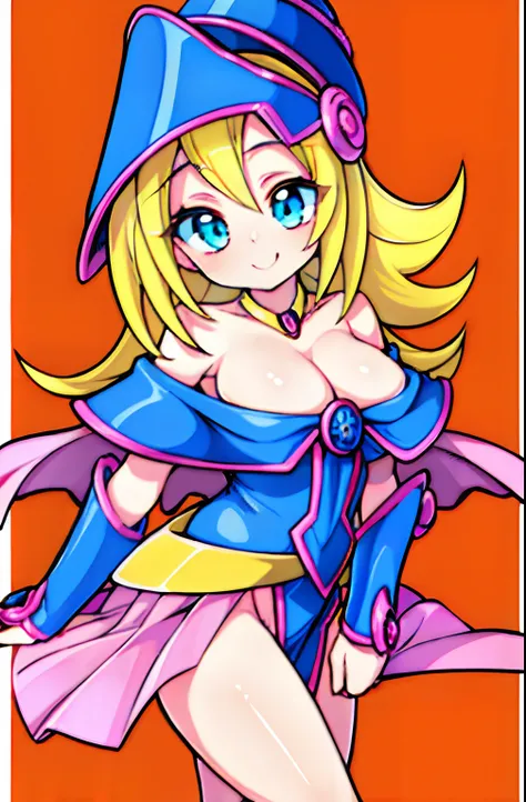 (masterpiece:1.4), (best quality:1.3),(famous artist:1.4),(beautiful detailed eyes:1.2), (Top quality:1.5),(high resolution:1.5),Best quality,ultra detailed,1girl,dark magician girl,happy, oppai loli,