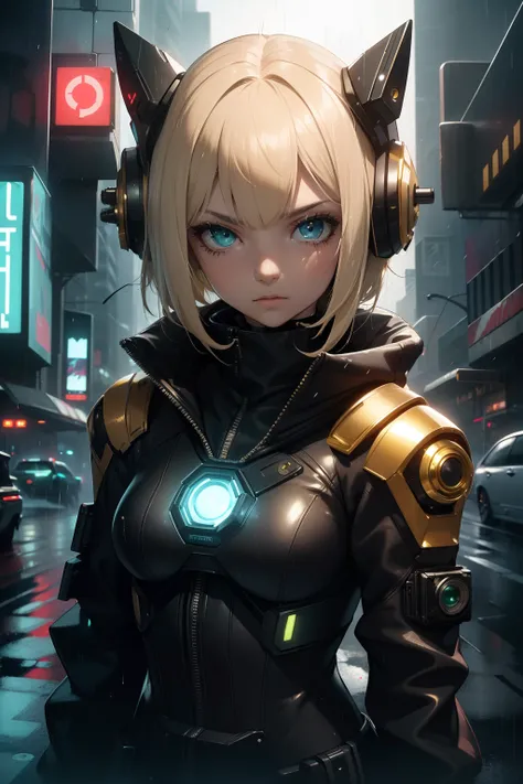 (Best Quality), (masterpiece), (Ultra Details), (Cinematic poster), Cute 17 years old girl, (upper body), (platina blond hair), very short hair, Sabrina cut hair, detailed hair, green crystal big eyes, detailed haze, mysterious face, looking to the viewers...