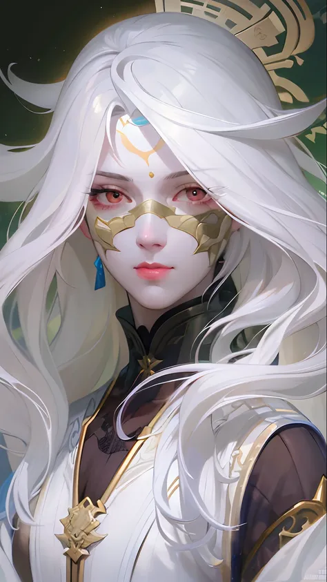 a close up of a woman with white hair and a white mask, beautiful character painting, guweiz, artwork in the style of guweiz, white haired deity, by Yang J, epic exquisite character art, stunning character art, by Fan Qi, by Wuzhun Shifan, guweiz on pixiv ...