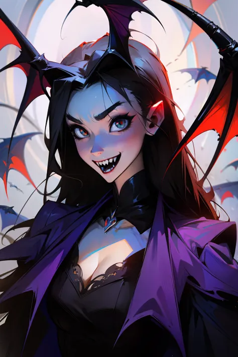 best qualtiy，tmasterpiece，exquisitedetails，Vampires，Busty，Sharp fangs，Full body photo --auto