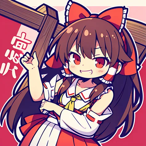 Reimu Hakurei, smug, looking at camera