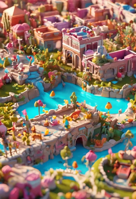 Minitary，Super cute clay world, cute clay freeze frame animation, tiltshift，Excellent lighting，Volume music，brush rendering，3D，hyper-detailing