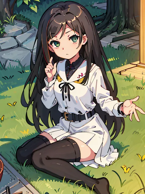 brunette color hair，Long hair，black over-the-knee socks，比基尼，on top of the bed，full bodyesbian，Spread your legs，looki at viewer  ，4k anime wallpapers，Anime style 4K，Beautiful anime girl unique light and shadow，Anime CG work badge，VR garden view，Detailed rai...