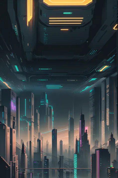 landscape, cyberpunk city, bright neon colors, masterpiece, best quality,