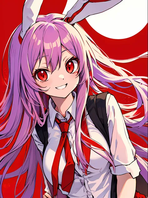 Reisen Udongein Inaba, blood moon, portrait, happy, wink