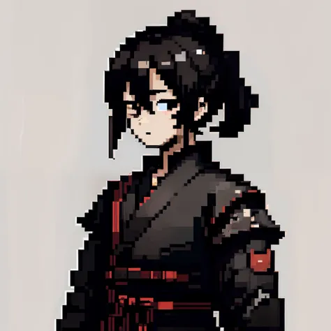 pixel art, 1boy, solo, looking at viewer, black eyes, black hair, short hair,  pixel, black hair, samurai outfit, (male),madara ...