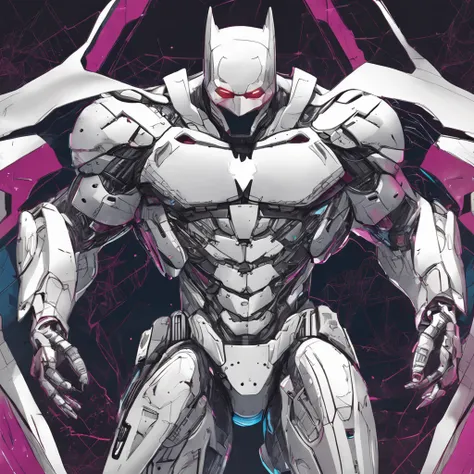 :Realistic white Batman focused on advanced cybernetic masterpiece suit, Kinematic, Aria, hightquality ::n_Style drawing, Low quality defects, human - shaped, game, Anime