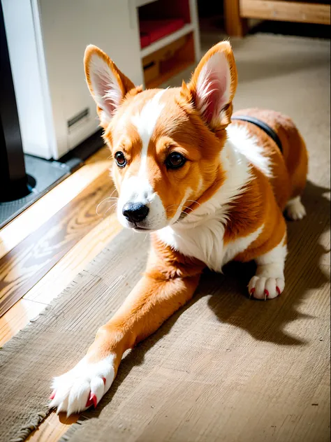 Corgi limped to the floor