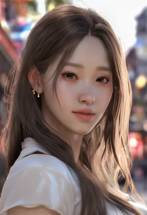 Ultra detailed, high resolution, (realistic, photo photorealistic:1.4), 8k, original photo, (masterpiece), (best quality), physically based rendering, college girl, long brown hair, korea, beach, look, stockings, unbuttoned_white_shirt,