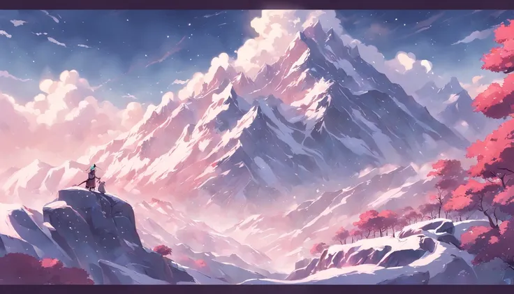 snow mountains，the white tiger，mountain cliff