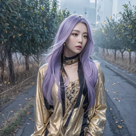 32K（tmasterpiece，k hd，hyper HD，32K）Long flowing lilac hair，Back basement，zydink， a color，  Xuzhou people （Raised sexy）， （Burgundy silk scarf）， Combat posture， looking at the ground， long whitr hair， Floating cloves， Fire cloud pattern light gold headdress，...