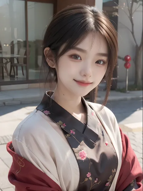 korean woman， （tmasterpiece， Nice people， Polluted smile）， Virtual YouTube， detailed skin textures， Detailed cloth texture， Beautifully detailed face， tmasterpiece， 鎖骨， （ULZZANG-6500-V1.1：0.4）Princess with short hair