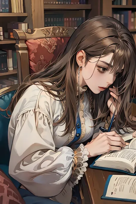 brown hair color, beautiful finger, Book in hand, beautiful hair