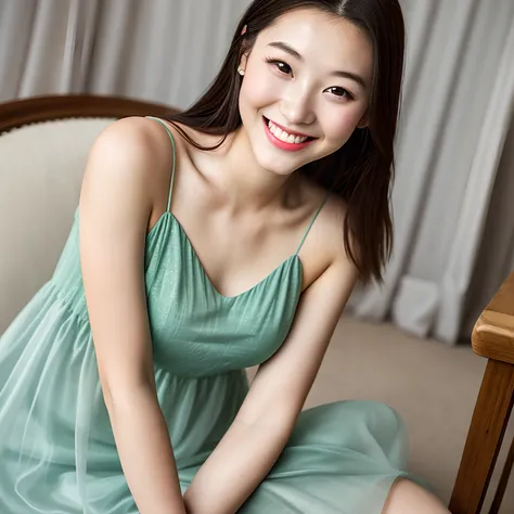 RAW photo, photograph, best quality, masterpiece, (1girl), smile, stunning beauty, 20yo, slip dress