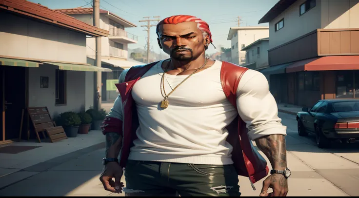 Theres a man holding a gun on a wooden deck, gta personagem, Como o protagonista de GTA 5, Estilo de GTA V, como um personagem de gtav, Kanye West em GTA v, drake em gta v, gta5 estilo, gta v personagem, empunhando fuzil de assalto, Snoop Dogg em GTA V, gt...